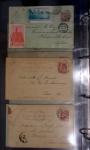 Lot de 77 entiers cartes postales 10c Mouchon et 10c Mouchon retouché avec illustrations dessinées ou peintes à la main. TB