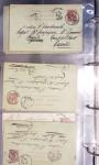 Lot de 77 entiers cartes postales 10c Mouchon et 10c Mouchon retouché avec illustrations dessinées ou peintes à la main. TB