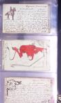 Lot de 77 entiers cartes postales 10c Mouchon et 10c Mouchon retouché avec illustrations dessinées ou peintes à la main. TB