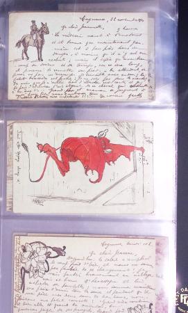 Lot de 77 entiers cartes postales 10c Mouchon et 10c Mouchon retouché avec illustrations dessinées ou peintes à la main. TB