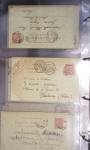 Lot de 77 entiers cartes postales 10c Mouchon et 10c Mouchon retouché avec illustrations dessinées ou peintes à la main. TB