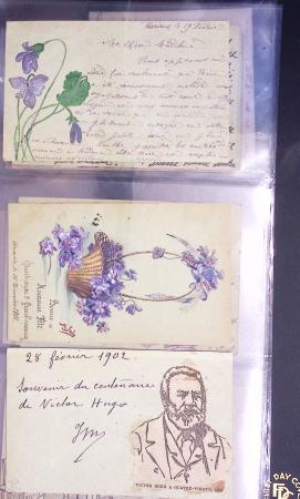 Lot de 77 entiers cartes postales 10c Mouchon et 10c Mouchon retouché avec illustrations dessinées ou peintes à la main. TB