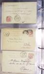 Lot de 77 entiers cartes postales 10c Mouchon et 10c Mouchon retouché avec illustrations dessinées ou peintes à la main. TB