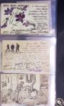 Lot de 77 entiers cartes postales 10c Mouchon et 10c Mouchon retouché avec illustrations dessinées ou peintes à la main. TB