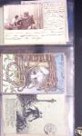 Lot de 77 entiers cartes postales 10c Mouchon et 10c Mouchon retouché avec illustrations dessinées ou peintes à la main. TB