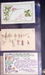 Lot de 77 entiers cartes postales 10c Mouchon et 10c Mouchon retouché avec illustrations dessinées ou peintes à la main. TB