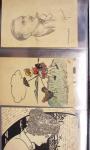 Album noir contenant 160 entiers cartes postales étrangères avec illustrations dessinées ou peintes à la main dont Autriche (10) - Allemagne (63) - Sarre (1) - Suisse (24) - Belgique (9) - Portugal (3) - Danemark (1)