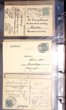 Album noir contenant 160 entiers cartes postales étrangères avec illustrations dessinées ou peintes à la main dont Autriche (10) - Allemagne (63) - Sarre (1) - Suisse (24) - Belgique (9) - Portugal (3) - Danemark (1)