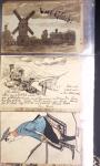 Album noir contenant 160 entiers cartes postales étrangères avec illustrations dessinées ou peintes à la main dont Autriche (10) - Allemagne (63) - Sarre (1) - Suisse (24) - Belgique (9) - Portugal (3) - Danemark (1)