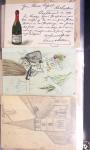Album noir contenant 160 entiers cartes postales étrangères avec illustrations dessinées ou peintes à la main dont Autriche (10) - Allemagne (63) - Sarre (1) - Suisse (24) - Belgique (9) - Portugal (3) - Danemark (1)