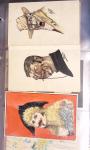 Album noir contenant 160 entiers cartes postales étrangères avec illustrations dessinées ou peintes à la main dont Autriche (10) - Allemagne (63) - Sarre (1) - Suisse (24) - Belgique (9) - Portugal (3) - Danemark (1)