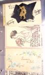 Album noir contenant 160 entiers cartes postales étrangères avec illustrations dessinées ou peintes à la main dont Autriche (10) - Allemagne (63) - Sarre (1) - Suisse (24) - Belgique (9) - Portugal (3) - Danemark (1)