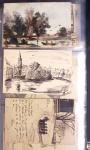 Album noir contenant 160 entiers cartes postales étrangères avec illustrations dessinées ou peintes à la main dont Autriche (10) - Allemagne (63) - Sarre (1) - Suisse (24) - Belgique (9) - Portugal (3) - Danemark (1)