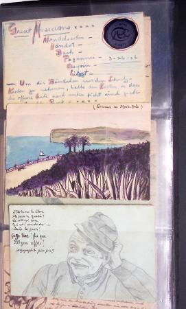 Album noir contenant 160 entiers cartes postales étrangères avec illustrations dessinées ou peintes à la main dont Autriche (10) - Allemagne (63) - Sarre (1) - Suisse (24) - Belgique (9) - Portugal (3) - Danemark (1)