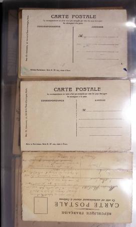 Album noir contenant 160 entiers cartes postales étrangères avec illustrations dessinées ou peintes à la main dont Autriche (10) - Allemagne (63) - Sarre (1) - Suisse (24) - Belgique (9) - Portugal (3) - Danemark (1)