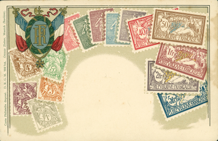 COLLECTION SPECIALISEE DES SEMEUSES LIGNEES DE 1903 : 10c rose et 15c vert-gris - 3 cartes postales neuves : CP éditée par Ottmar Zieher à Munich avec reproduction en couleurs des types Blanc