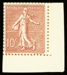 N°129 et FM n°4, 2 valeurs CDF sur bristol ND avec dentelure figurée (provient de l'unique bloc de 25 découpé), TB