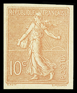 N°129, 10c rose, essai cartonné avec valeur indiquée. TB