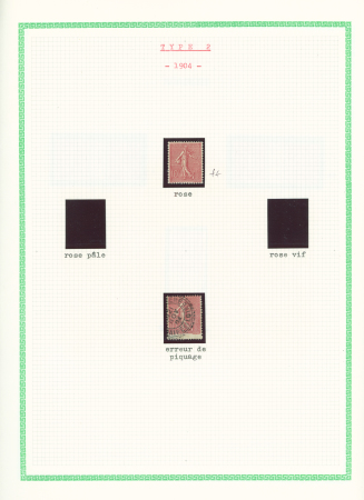 N°129, petit ensemble dont non dentelé sans gomme de feuille de passe, 2 paires millésime 4 et 1 lettre avec utilisation tardive du 24.6.1907. TB
