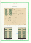 N°130 type 1, variété de la case 5 (point de couleur situé en haut de l'avant-bras de la main qui sème) : blocs de 4 interpanneau millésimes 5 et 6 et 2 lettres. TB