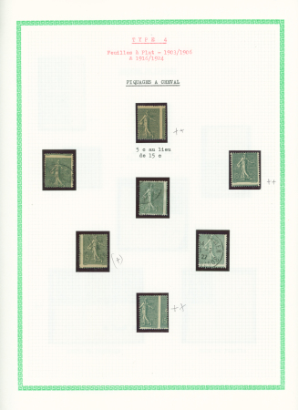 N°130 type 4 variétés de piquage et impressions recto-verso sur 3 pages d'album. TB