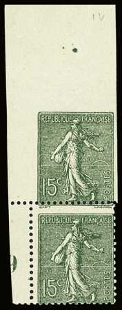 N°130 type 4 paire et bloc de 4 millésime 9 avec dentelés tenant à non dentelés. TB