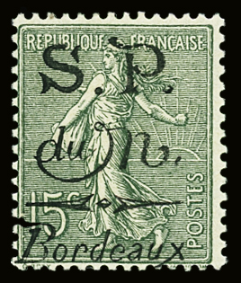 Postes monténégrines en exil à Bordeaux n°3, signé A.Brun et Calves. TB
