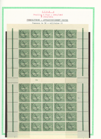 Préo n°45 bel ensemble sur 5 feuilles d'album dont millésimes 1 (2), 2, 3, 4 et panneau de 50 millésime 2. TB