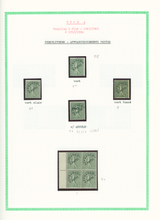 Préo n°45 bel ensemble sur 5 feuilles d'album dont millésimes 1 (2), 2, 3, 4 et panneau de 50 millésime 2. TB