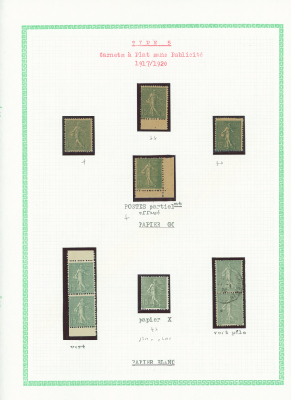 N°130, type 5 de carnet à plat, 7 pièces dont 1 papier
