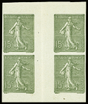 N°130 type 5, petit lot dont un bloc de 4 non dentelé interpanneau et un bloc de 4 mini-timbres de la poste enfantine. TB