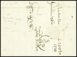 BAS-RHIN cursive double "67 Bischwiller Strasbourg" + dateur "A" (1829), ind 19. TB