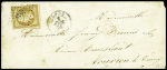 N°9 OBL PC 1648 + T15 Laon (6 avril 1853) sur lettre avec marque "CL" encadrée rouge, B/TB