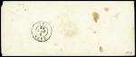N°9 OBL PC 1648 + T15 Laon (6 avril 1853) sur lettre avec marque "CL" encadrée rouge, B/TB