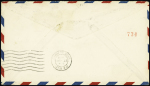 27.8.1928 Env entier postal 5c bleu USA (Herman Toaspern) avec griffe de la reprise des catapultages du paquebot Ile de France en Anglais, adressée à l'expert G.Gilbert à Paris. TB