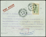 Madagascar n°189 OBL Tananarive RP (28.10.36) sur lettre du tour de Madagascar (voyage d'études) avec signature de jean Assollant, avec toutes les escales au verso (M91). TB