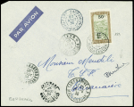 4.8.1936 Nossi-Be Tananarive lettre AFF Madagascar n°88a avec signature du pilote Bouchard et CAD d'escales au recto de Fort Dauphin, Tulear, Antsirabe, Fianarantsoa, Tananarive (M88a) . TB