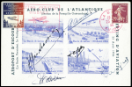 N°189 OBL CAD rouge "La Baule avion" (23.8.36) sur carte postale du meeting d'Escoublac avec 5 signatures dont Darque (M313). TB