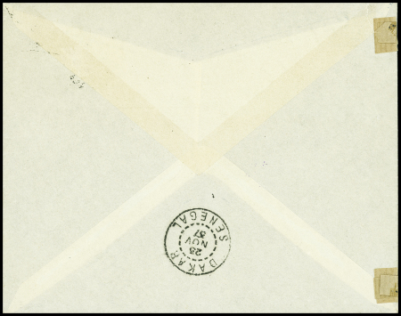 22.11.37 Bamako - Dakar par voyage d'essai Air France, étape Kayes - Dakar avec signature du pilote Delpech (M29 - Soudan). TB