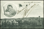 Carte postale "Mlle Jane Herveu sur son monoplan Blériot" avec sa signature (datée Reims 15.9.11). TB