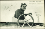 Carte postale "l'aviateur Labouchère au poste de direction d'un monoplan Antoinette "avec signature de Labouchère". TB