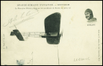 Carte postale avec vue d'un monoplan Blériot de Leblanc avec signature de leblanc, OBL Amiens (1910). TB