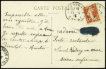 Carte postale avec vue d'un monoplan Blériot de Leblanc avec signature de leblanc, OBL Amiens (1910). TB