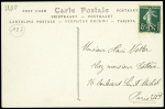 Carte postale "L'aviateur Latham en plein vol sur monoplan Antoinette" (ND n°426) avec 6 signatures d'aviateurs dont Louis Chatain et Marie Marvingt. TB