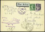 CAD violet "La Baule aéroport" (24.7.38) sur entier CP adressée en Belgique avec cachet violet et signature de Miniot. TB