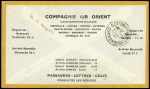 29.1.1931 Beyrouth - Saïgon, env jaune Air Orient avec cachet triangulaire violet "Premier courrier aéropostal français - Liban - Syrie - Indochine" et signature de Noguès (M11 Liban). TB