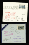 N°424 OBL Paris IX (10.5.1939) sur env avec cachet rouge 1ère liaison aérienne de nuit Pau Paris et signature de vanier + env Air Bleu avec griffe rouge inauguration de l'aérodrome Boulogne Alprecht 29 juillet 1939