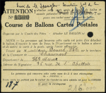 N°159 + 171 OBL Chaumont Haute-Marne (1925) sur carte de la course de ballons cartes postal du "Journal". TB