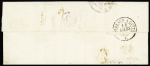 N°14 en paire OBL PC 3383 + T15 Toulouse (1861) sur lettre pour un lieutenant colonel au corps expéditionnaire de Chine. TB