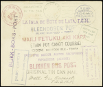 Tonga n°70 + 71 OBL Niuafoou (1938) sur env illustrée Tin Can Mail avec nombreux cachets au verso. TB
